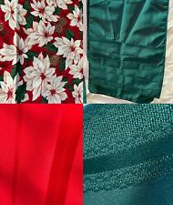Lot Of 3 Christmas Tablecloths: Red Green Poinsettias Plus 9 Green Napkins picture