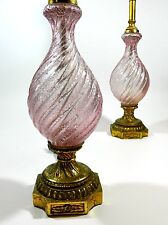 Vintage Pink Murano Italian Art Glass Lamps by Barovier & Toso Pair picture