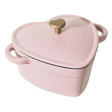 Beautiful 2QT Cast Iron Heart Dutch Oven, Pink Champagne by Drew Barrymore...... picture