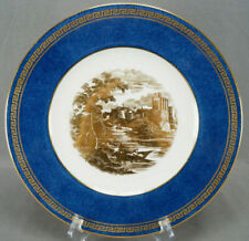 Wedgwood Neoclassical Gold Ruins Powder Blue & Greek Key 10 3/4 Dinner Plate C picture