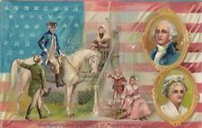 Patriotic Postcard George Washington + Family Mount Vernon VA  picture