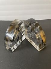 20th Century Brutalist Distressed Lucite Bookends - a Pair picture