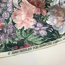 Joan Kessler Concord Pink Floral on Dark Green Fabric 42” wide, TWO one yard pcs picture