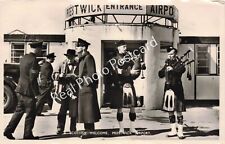 RPPC Bagpipe Welcome at Prestwick Airport Glasgow Scotland c1950s Photo Postcard picture