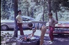 c1950s Cook Out Camp Bon Fire BBQ Picnic Vintage 35mm Slides x 2 picture