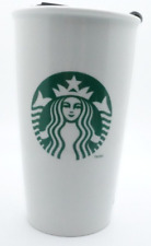 Starbucks 2014 Tall White Ceramic Travel Mug Tumbler Classic Mermaid Logo 16 oz picture