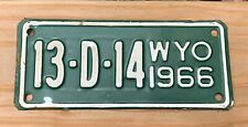 Vintage 1966 Wyoming Motorcycle License Plate WYO Harley Honda Collector picture