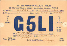 1947 G5LI West Hampstead London England Ham Radio Amateur QSL Card Postcard Vtg picture
