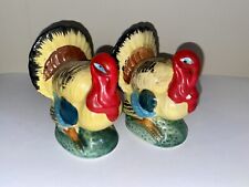 Vintage MCM JAPAN Hand-Painted Porcelain Turkey Salt and Pepper Shakers picture