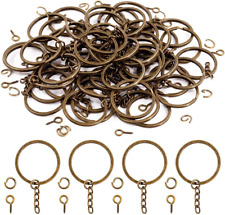 300Pcs 7/5 Inch 35Mm Bronze Flat Key Chain Rings Kit, Including 100Pcs Split Key picture