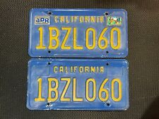 CALIFORNIA PAIR OF LICENSE PLATES BLUE 1BZL060 APRIL 1 BZL 060 PLATE TAGS picture