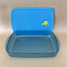 Tupperware Vent N Serve Microwave Container Rectangle 6 Cup Peacock Blue #3381 picture