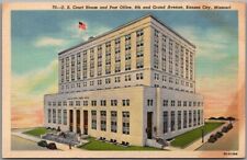 KANSAS CITY Missouri Postcard U.S. Court House & Post Office Curteich Linen 1939 picture