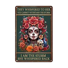 Halloween Sugar Skull Poster 8 X 12 Inches Aluminum Metal Sign, Day of The De... picture