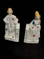 Vintage Ceramic Bookends with Victorian Lady and Gentleman - Made in Japan picture
