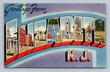 Large Letter Greetings From Elizabeth New Jersey NJ Postcard picture
