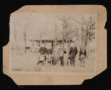 CABINET CARD PHOTO * FAMILY posing outside HOME in fair shape check scans picture