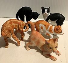 Vintage 5 Pc Lot Miniature Handcrafted Kitty Cat kitten Resin Figurines - TAIWAN picture