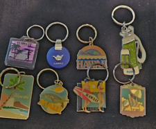 Lot of 8 vintage Hawaii Keychains - golf, surf, Beach Club, Maui, palms - Look picture
