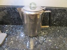 Vintage Coffee Percolator 9 Cup Stainless Steel Stove Top Wood Handle Campfire picture