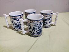 Vintage Takahashi, Blue & White Birds & Bamboo, Coffee / Teacup, Lot of 4 picture
