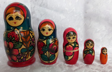 5 Pc Russian Wooden Matryoshka Nesting Dolls 6