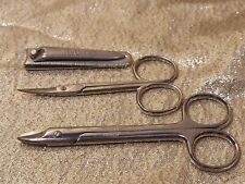 Vintage La Cross Set Nail Scissors Shears Cuticle Curved Straight Clippers picture