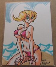5finity 2011 Manga Mandy Sketch card by Fer Galicia Super cute Beach Bikini Pose picture