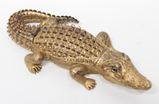 Ruccini Trinket Box - Jeweled Alligator Gold Color Reptile Animal - 5.5 inch picture