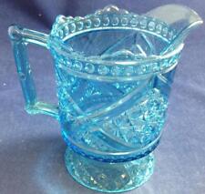 Vintage Beatty Glass Daisy and Button with Crossbar Blue Pitcher Mikado picture