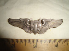 WWII USAAF GUNNER'S WINGS, STERLING, 3-INCH, PIN BACK WORKS FINE picture