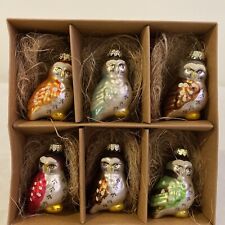 Kurt S. Adler  6 OWL Ornaments Hand Blown 2.5” &  Nests Boxed Set picture
