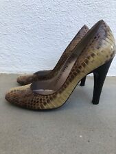 Vintage Salvatore Ferragamo Boutique Snakeskin Heels 80s 90s wood heel 7 NEW picture