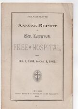 1882 St Luke's Free Hospital, Chicago Annual Report Pamphlet picture
