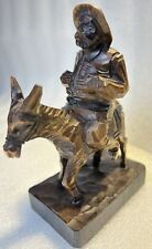 OURO Spain HandCarved Sancho Panza on Donkey 608B 5in Tall Art Figurine Statue picture