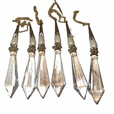 Icicle Christmas Ornament Lot of 6 Handmade Plastic Chandelier With Gold Accents picture