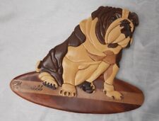 3D Wood Bulldog On A Surfboard Hawaii Island Wood Collections picture