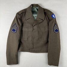Vintage 50s Wool Serge Olive Drab Jacket Men’s 38R Green Collared Staff Sargent  picture