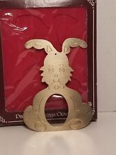 Vintage Burnes Of Boston Rabbit Photo Christmas Ornament Bunny Gold Easter  picture