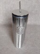 BRAND NEW Holiday 2023 Starbucks SILVER MIRROR GRID  24oz COLD DRINK TUMBLER picture