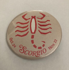 Scorpio Button Pin Vintage Scorpion 60s 70s Zodiac Astrology Oct 24 - Nov 22 picture