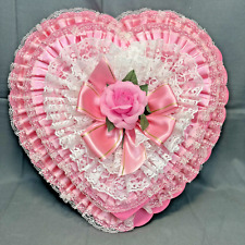 Vintage Valentine Heart Candy Chocolates Flowers Empty  Box 1960'S Pink 15.5