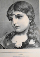 Cordelia, by Alfred Seifert --  1884 -- Original antique print picture