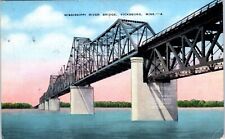 Vicksburg, MS - Mississippi River Bridge Linen Postcard Posted picture