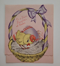 1940-50s Vtg EASTER Daughter POP UP CHICK in EGG Never Signed Greeting CARD picture