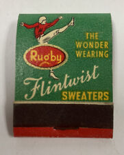 1940's  Rugby Flintwist Sweaters Council Bluffs Iowa Matchbook Lion Match B picture