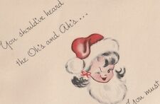 VTG Retro Risque Santa Girl ‘Thank You’ Card Christmas Gift Card w/ envelope picture