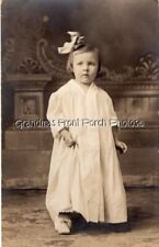 RPPC Darling Little Girl w Hair Bow Antique Real Photo Postcard c 1910 picture