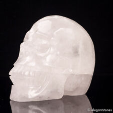 653g Natural Clear Quartz Rock Crystal Skull Hand Carved Healing Chakra Decor picture
