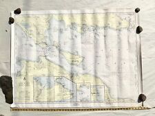 1950s Vintage Large Great Lakes Map of Lake Huron & Straits of Mackinac 48x36